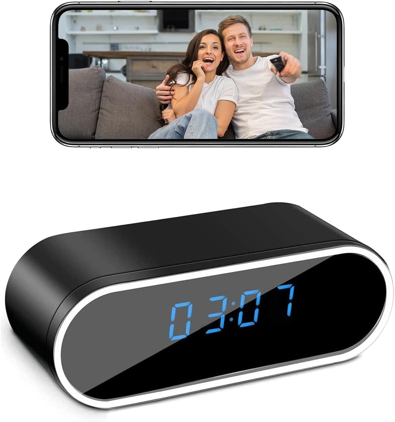 Cámara espía WiFi 5G, Minicámara Oculta Inalámbrica 1080P HD, Microcámara Espía de 120° en Forma de Despertador Detección de Movimiento＆Visión Nocturna Cámara de Vigilancia