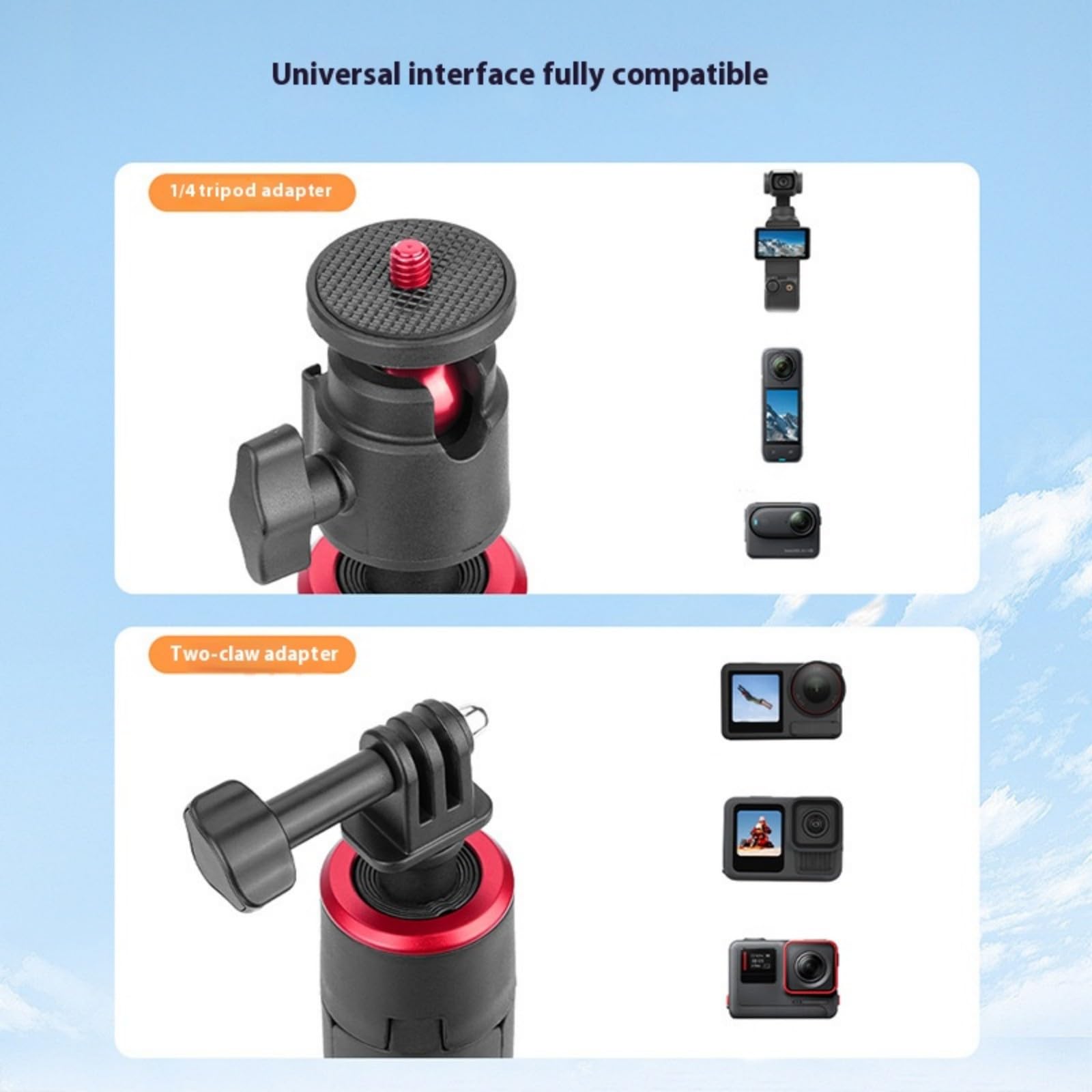Bastone per selfie portatile con treppiede Accessori Asta telescopica estensibile per selfie per fotocamera d'azione Treppiede da viaggio leggero