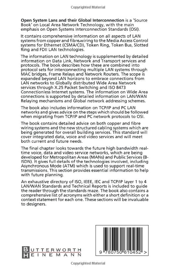 Open System LANs and Their Global Interconnection: Electronics and Communications Reference Series