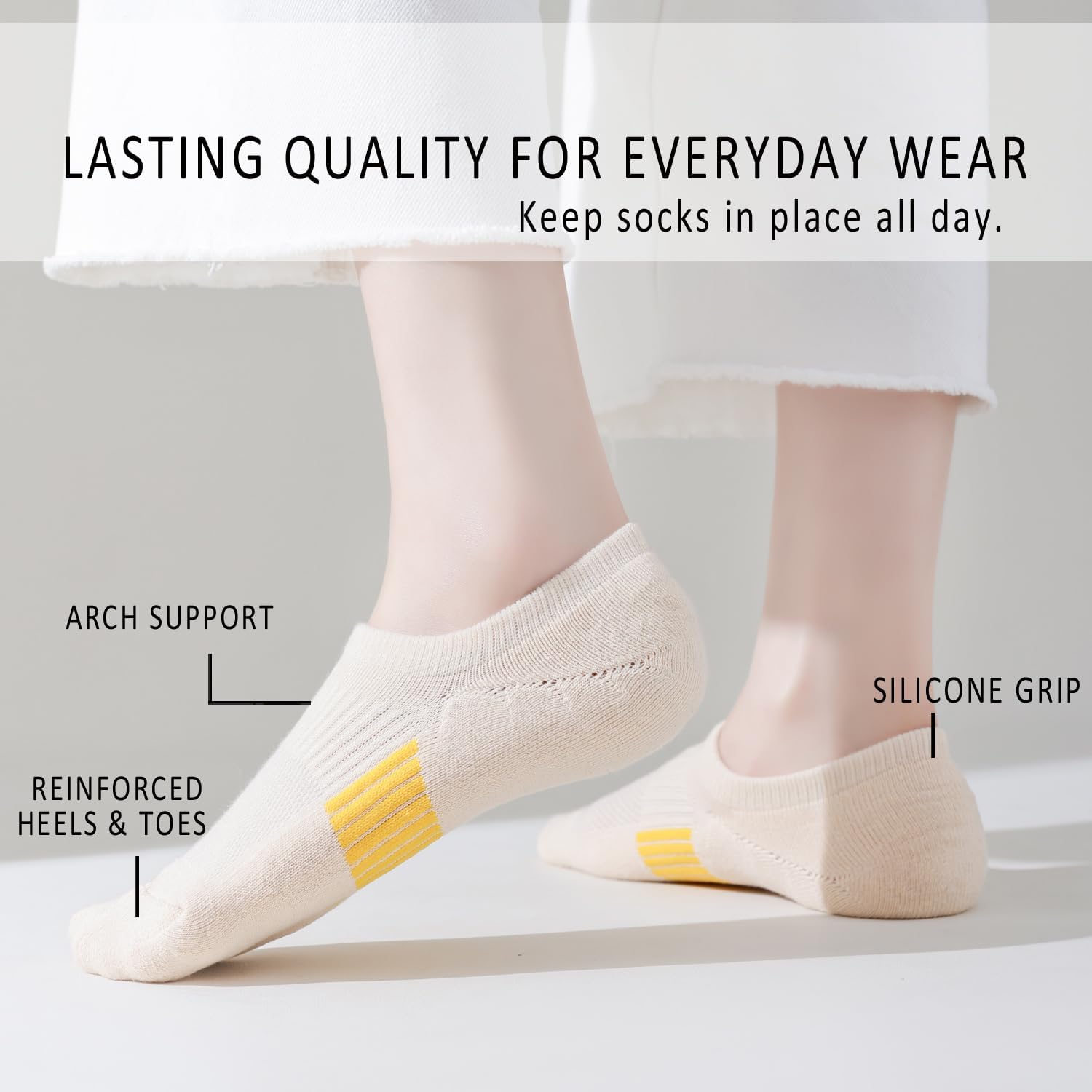 EPEIUS Thick No Show Socks for Women Athletic Ankle Socks Cushioned Running Low Cut Non Slip Footies 3/6 Pairs - Image 4