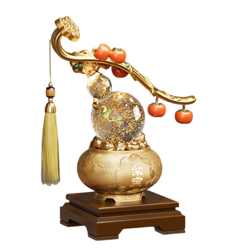 Hhhxkkuu 28.5Cm H Chinese Feng Shui Crystal Gourd Persimmon Wealth Figurine