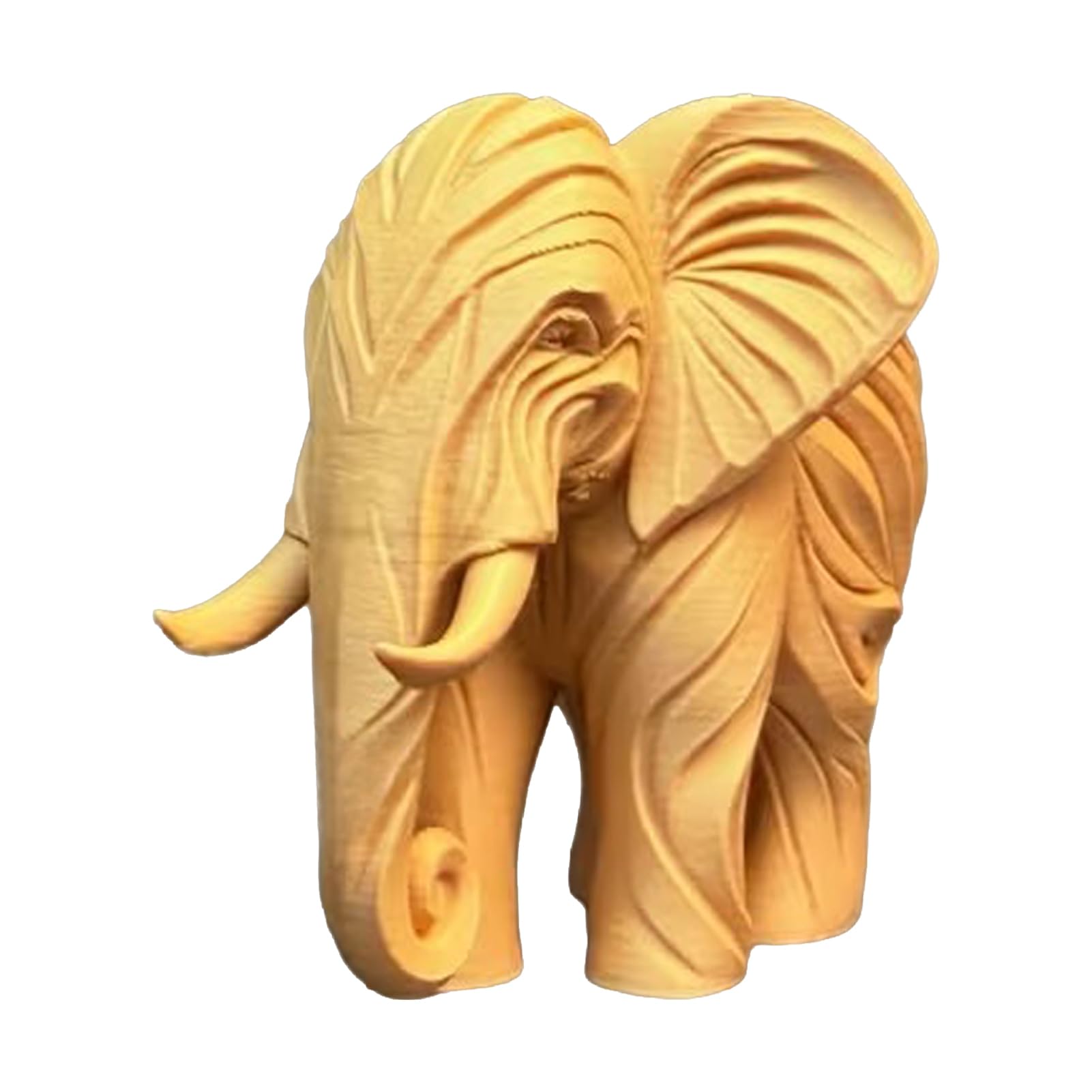 RetroNest 3D Printed Elephant Figurine, Modern Abstract Elephant Statue for Home Decor, Unique Desktop Ornament Sculpture, Durable PLA Art Piece for Shelf, 9.5cm Yellow