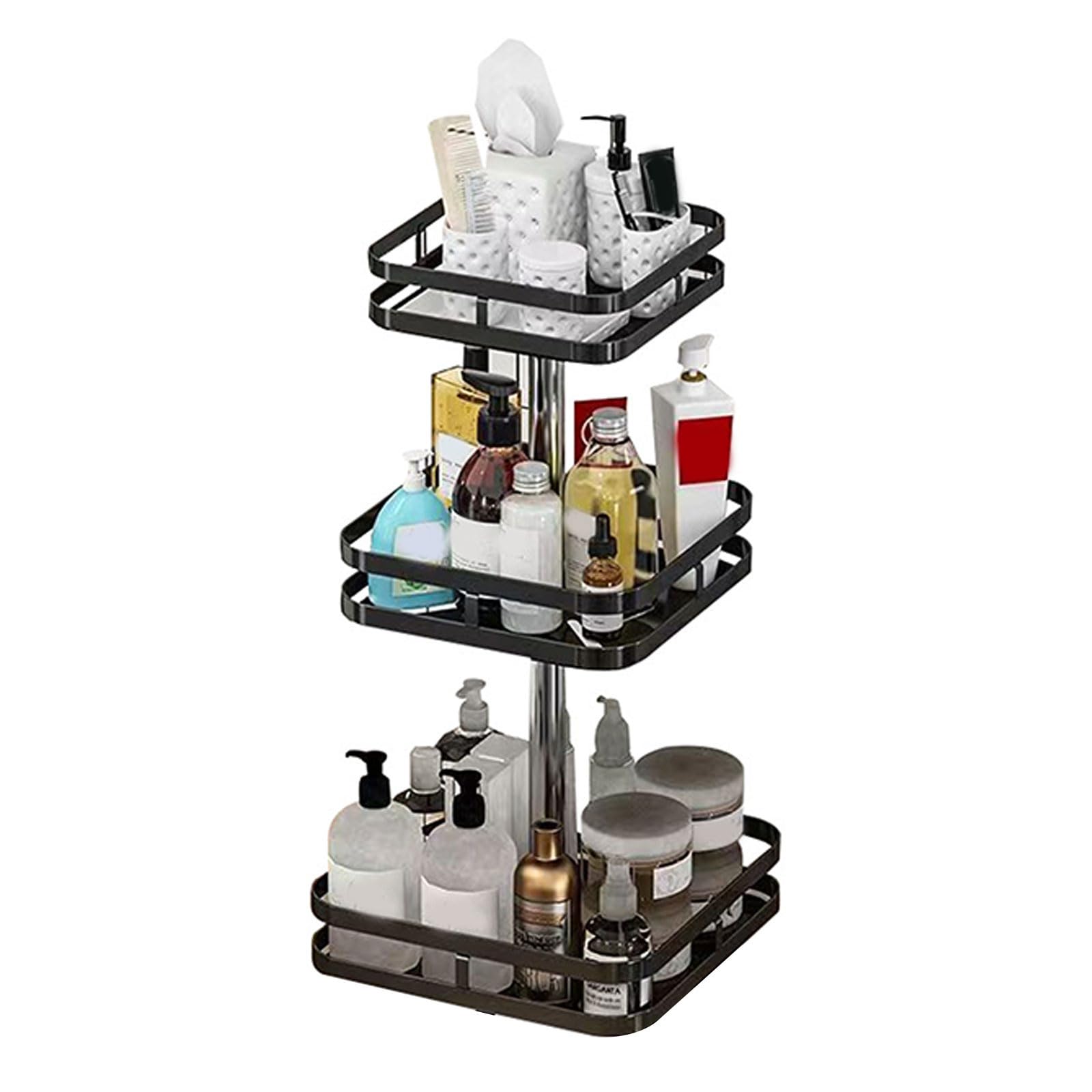 Kalttoy Tiers Organizers for Kitchen Counter Bathroom Countertop Adjustable Cosmetic Storage Sturdy Metal Designs Rotating Kitchen Countertop Organizers