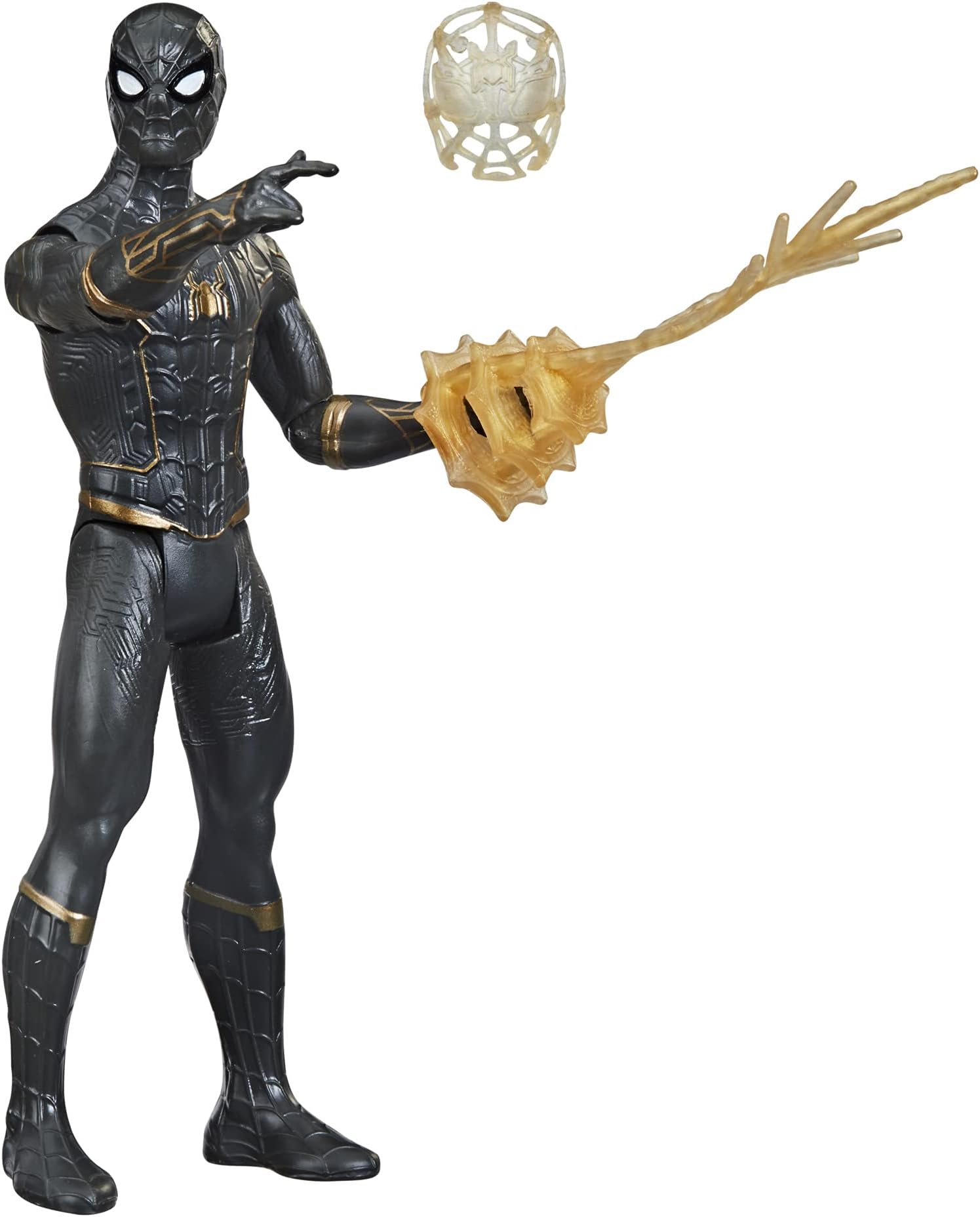 Spider-Man Marvel 15-Cm Mystery Web Gear Black and Gold Suit, 1 Mystery Web Gear Armor Accessory and 1 Character Accessory, Ages 4 and Up