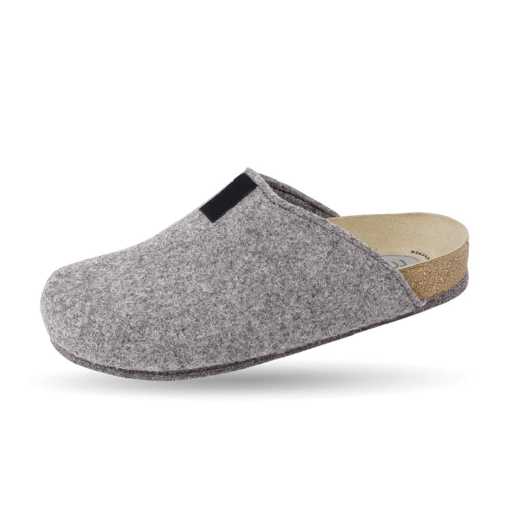 Weeger Mens Bio Health Shoes Home Tweed Grey Wool Felt Slipper 14