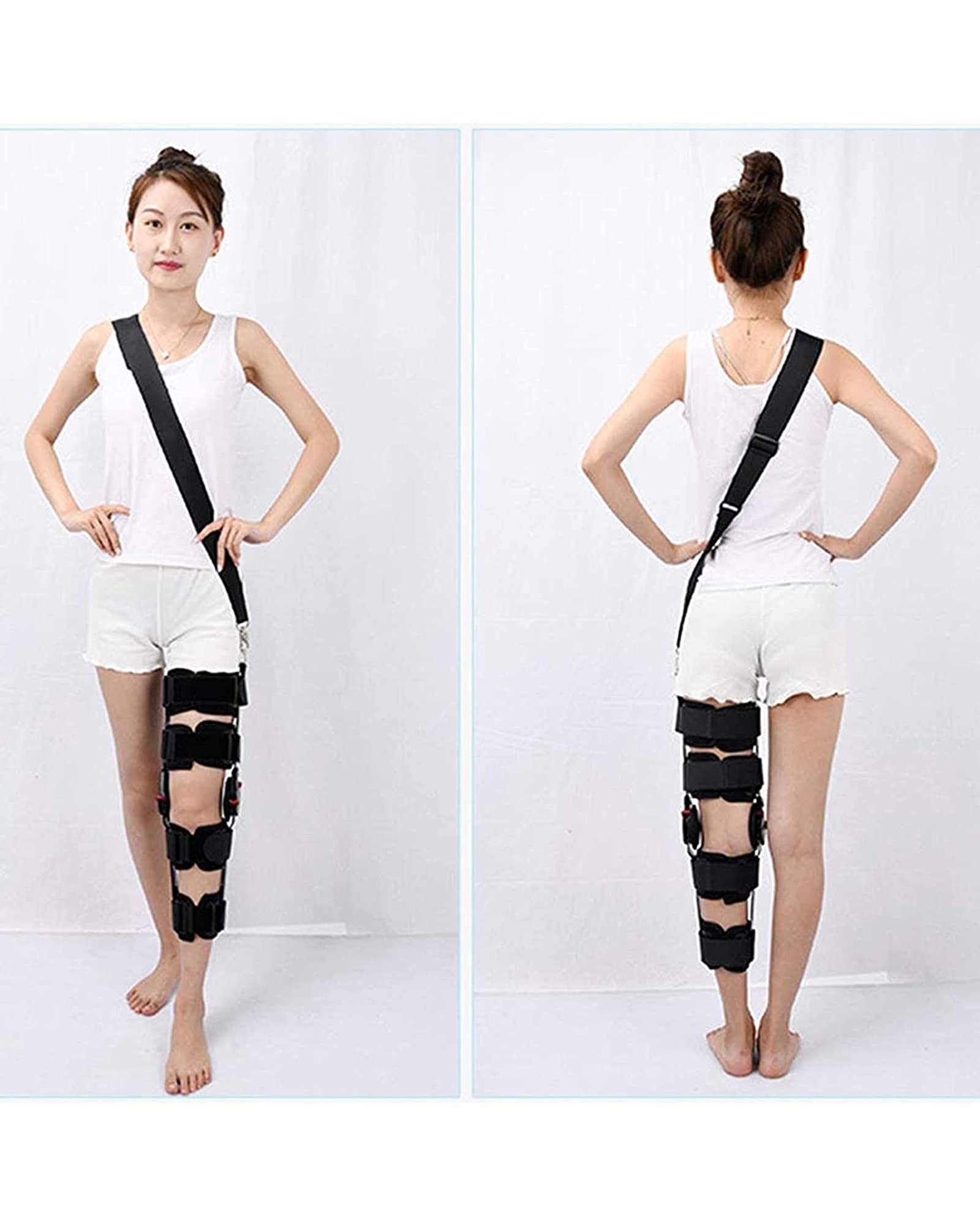 Rodillera ortopédica con bisagras, ortesis de Rodilla Ajustable, Protector de Lesiones postoperatorias para Artritis, Soporte de fijación de Rodilla, estabilizador de Pierna