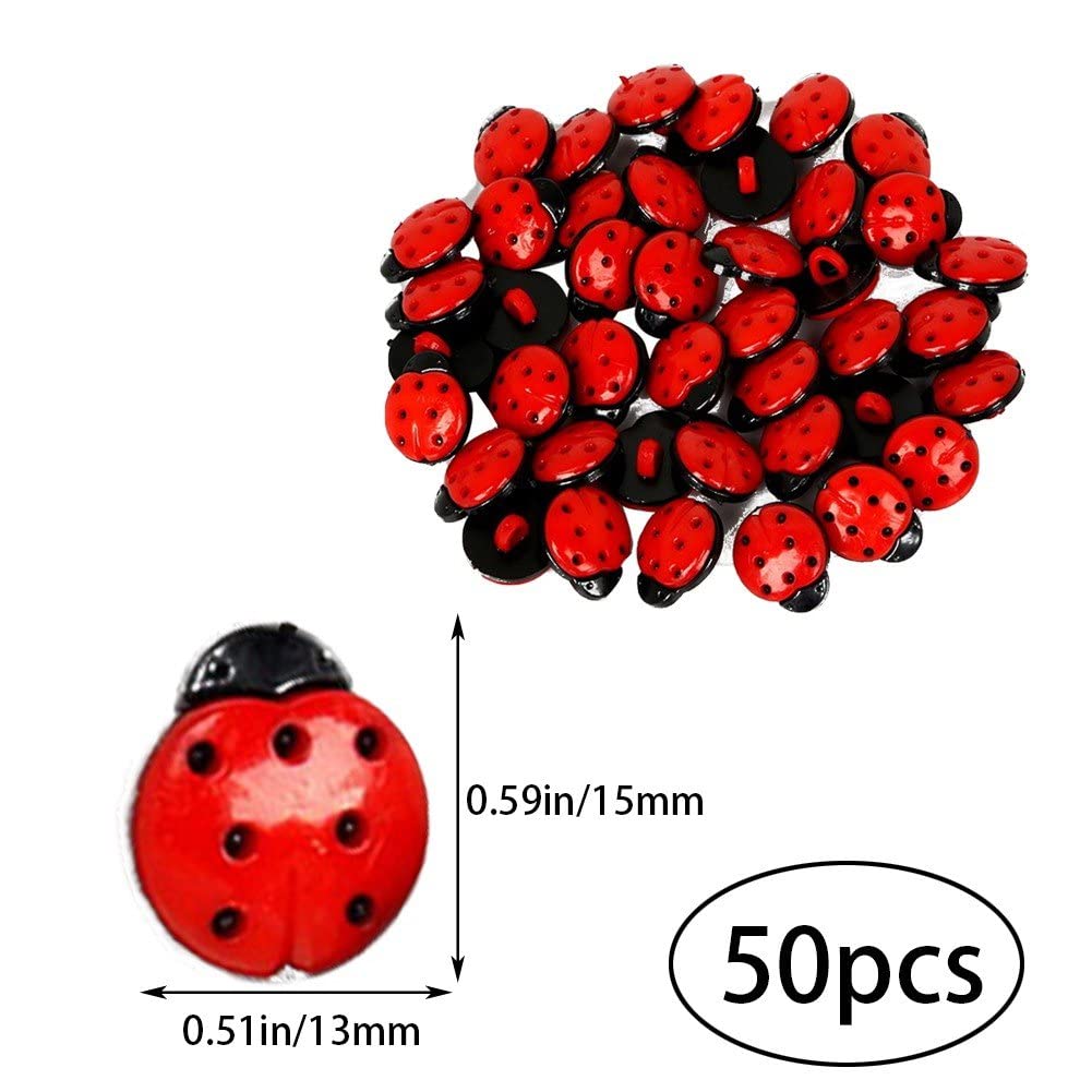 Boutons Coccinelle En Plastique, 50/100 Pièces, Artisanat De