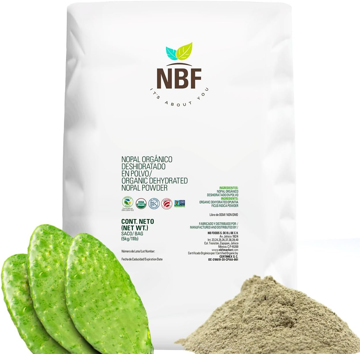 Organic Nopal Cactus Powder (176 Ounces) Bulk, 100 Pure