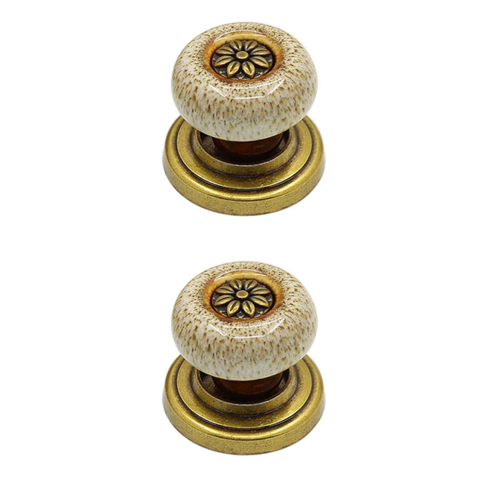 2 Pack Antique Cabinet Knobs Vintage Ceramic Drawer Pulls Furniture Door Knobs Round Single Hole Cupboard Knobs with Screws Wardrobe Handles for Dresser Cabinet,Decorative (A,White)