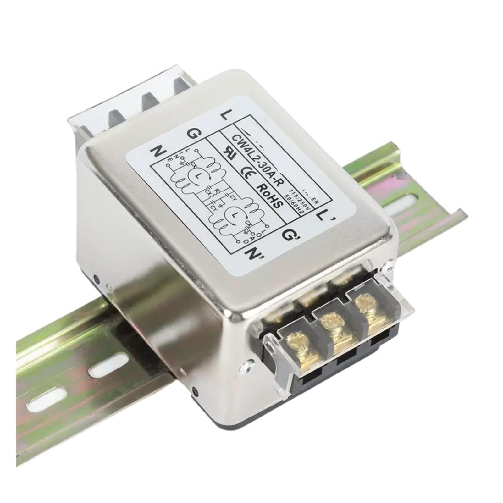 WBBAYDRFR CW4L2-3A/6A/10A/20A/30A-R Bottom Clip Rail Type Single-Phase 220V Power Filter Purification Anti-Interference(CW4L2-30A-R)