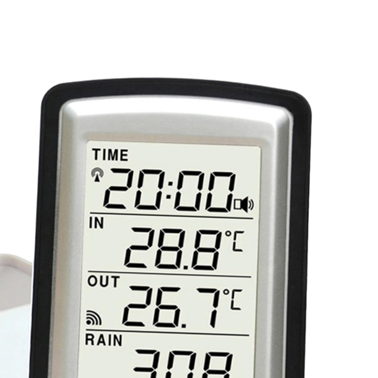Regenmesser Kabelloser Regenmesser mit Niederschlagsmessung Digitalem Display Temperaturanzeige Uhr Wetterfest aus für Garten Balkon