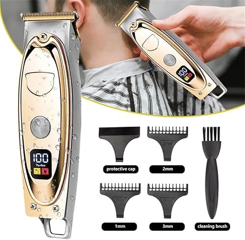 Miniatura 3 de Cortadora eléctrica de pelo para hombres, recortadora de barba inalámbrica, kit de aseo para hombres con pantalla LCD y peine de 3 límites,