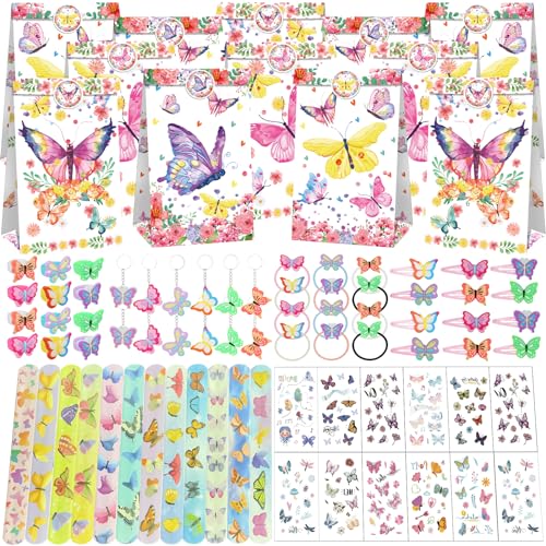 PQKL-party Pinata Papillon, Petit Cadeau de Fête Papillon Pour Fille, Sac Cadeau Papillon, Anneau, Corde à Cheveux, Pinces à Cheveux, Porte-Clés, Bracelet...