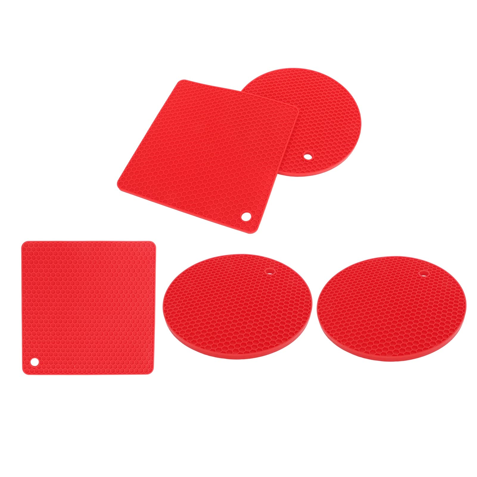 Set van 4 siliconen onderzetters, ronde honingraat, siliconen pannenonderzetters, hittebestendig, antislip, voor keuken, koken en eten