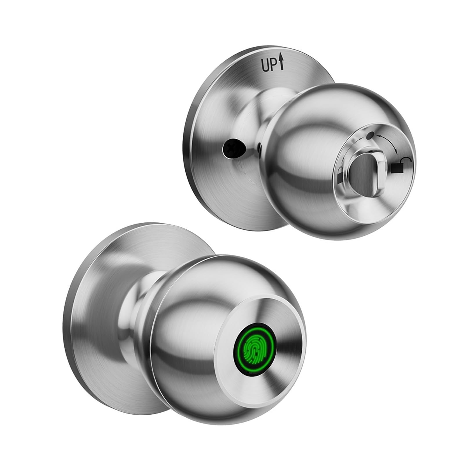 JVDDI Smart Door Handle, Biometric Fingerprint Smart Door Lock Control Electronic Password Security Keyless Knobs Unlock(Silver)