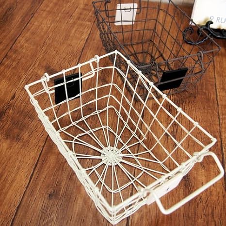 Amazon Co Jp ナチュラル キッチン雑貨 ワイヤーバスケット ホワイト ホーム キッチン