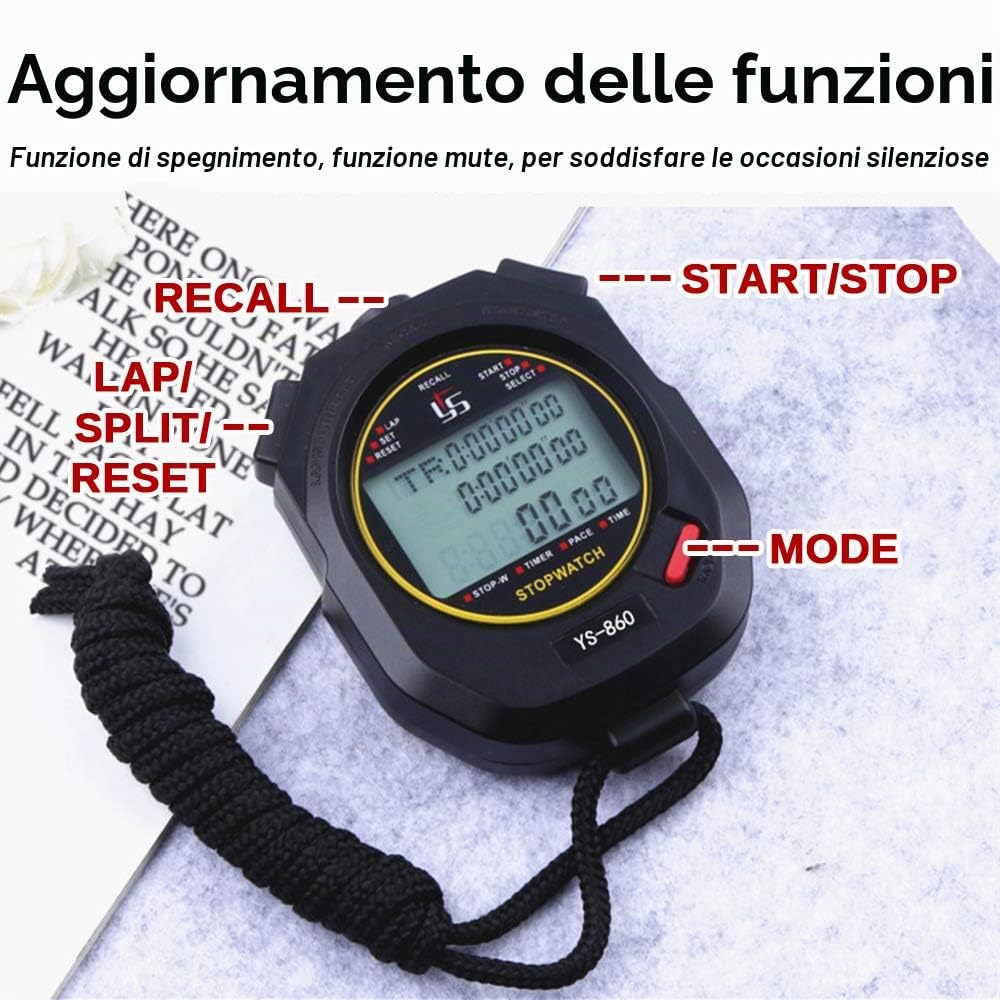 LAOPAO Cronometro 60 Memoria 1/100 Secondi Precisione Cronografo Timer Sport Palestra