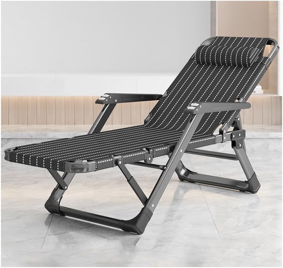 Générique Fauteuil inclinable d'intérieur/extérieur - Lit de Repos inclinable d'extérieur avec Oreiller, Chaise de Camping Portable, idéale pour la Plage, Le Jardin et la détente. (A, Taille Unique)