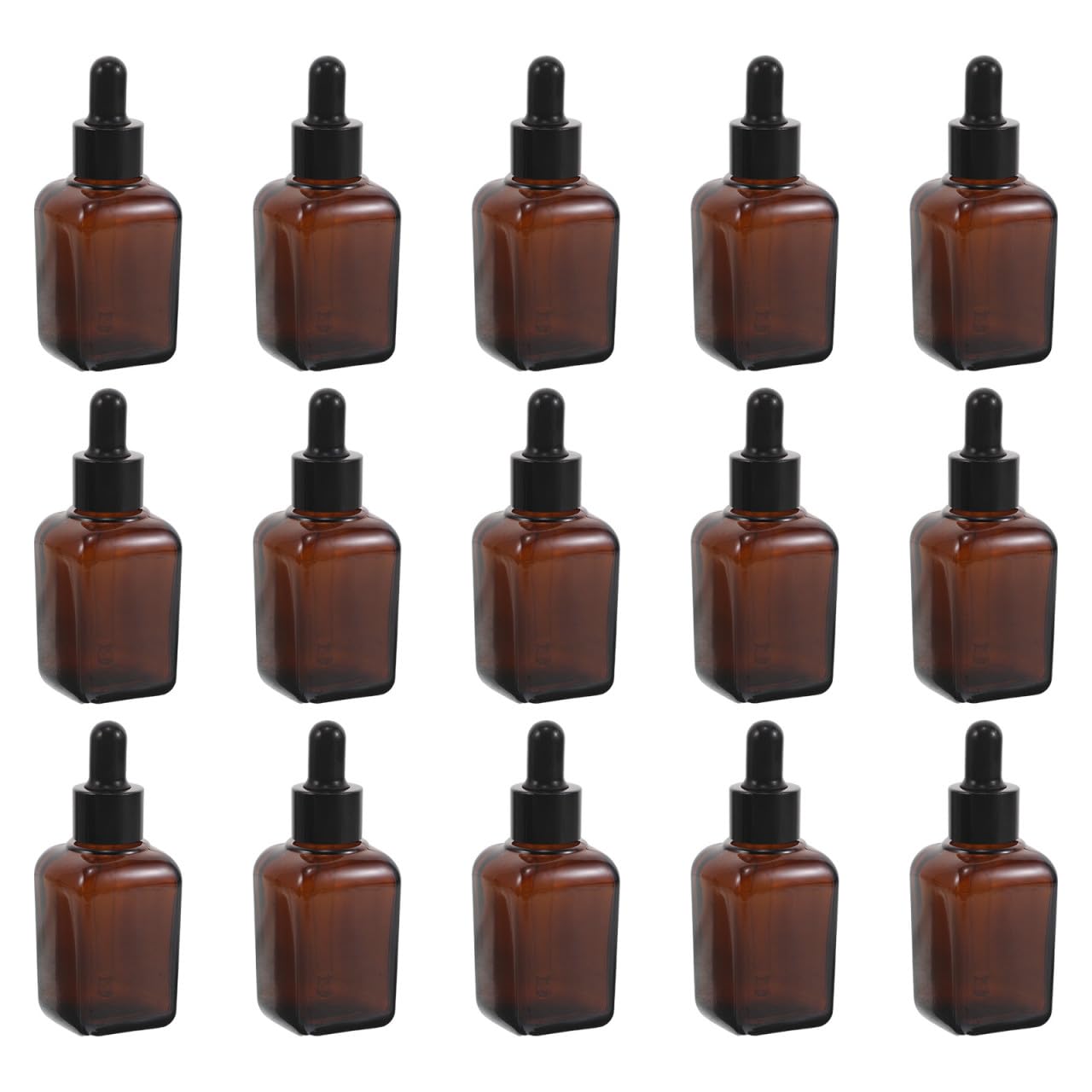 Healvian Boccetta Contagocce Quadrata 30ml in Vetro Ambrato | 1oz, Set da 20 Pezzi Pipetta Fine, per Siero Cosmetici in Viaggio o Uso Professionale