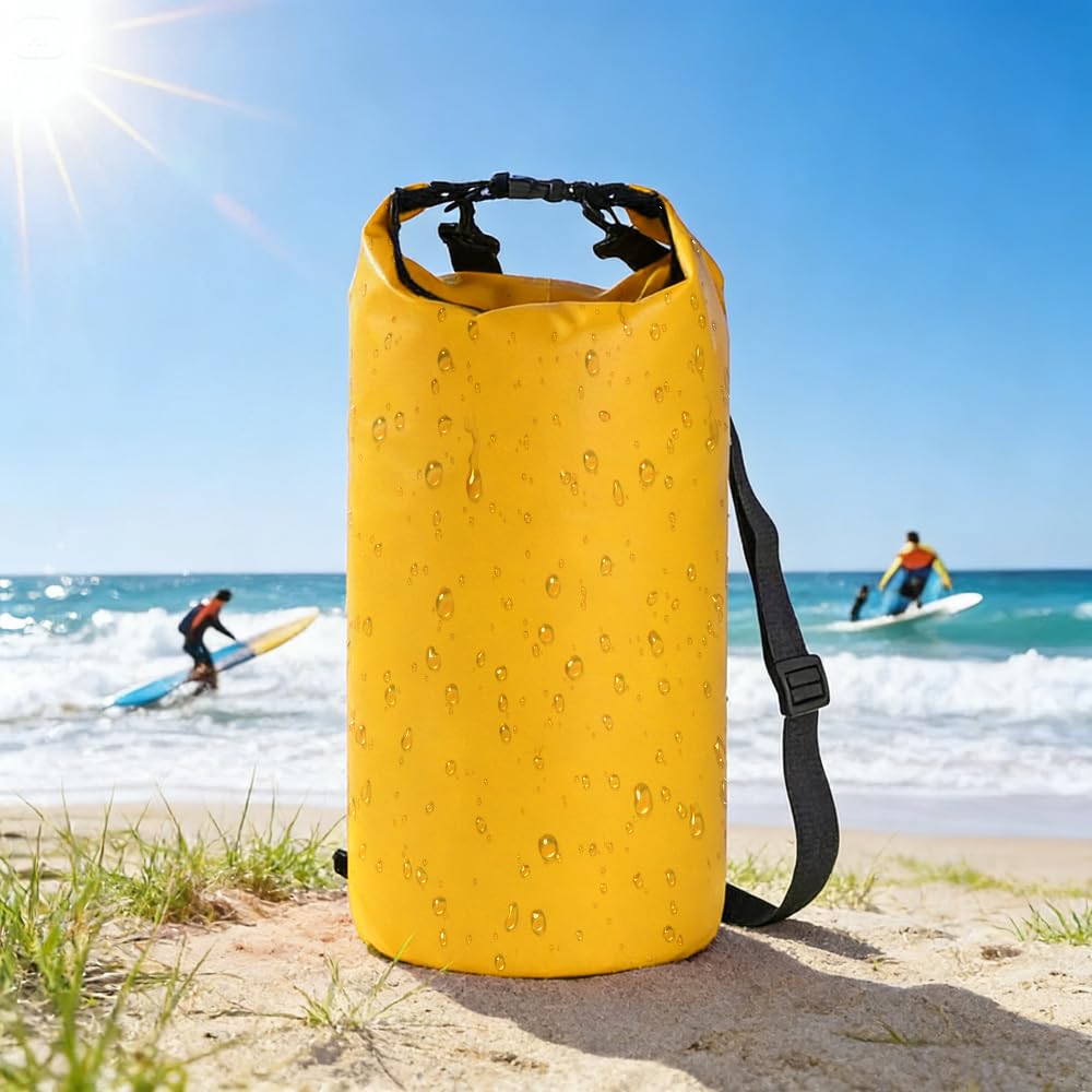 Dry Bag Waterproof,Beach Bag,25L Floating and Lightweight Bags for Kayaking,Boating, Fishing,Swimming and Camping with Waterproof Phone Case-Yellow