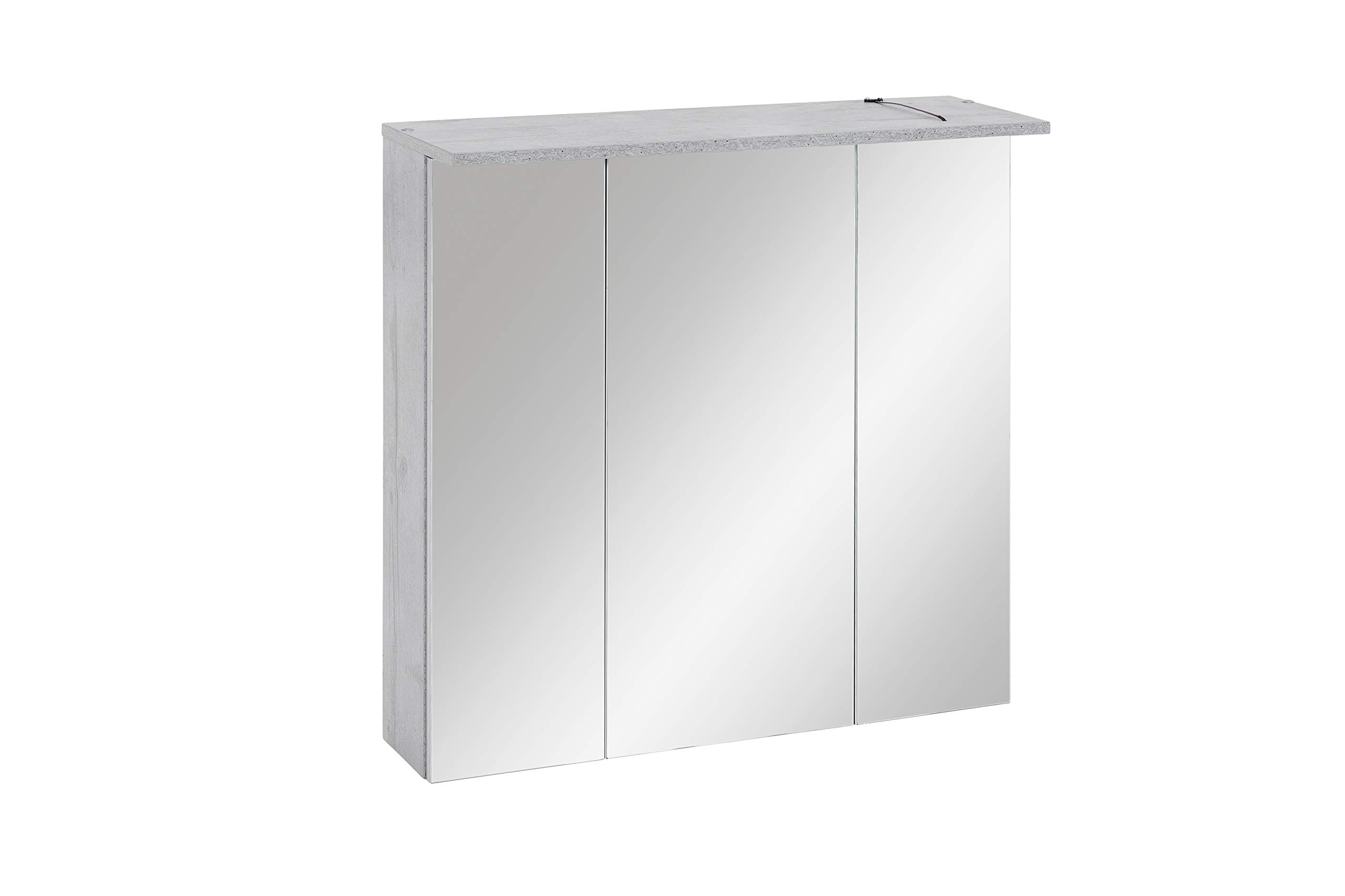 Schildmeyer 128522 - Armario con Espejo, 70,5 x 16 x 72,3 cm, Color Gris Piedra