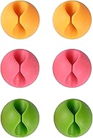 Shintop Colorful Cable Clips - Desk Cable Drops & Wire Organizers for Computer, Mouse, Charger Cords (6pcs Pack)