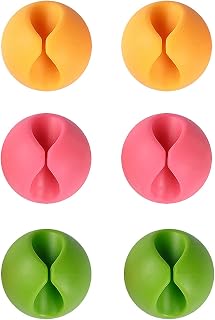 Shintop Colorful Cable Clips - Desk Cable Drops & Wire Organizers for Computer, Mouse, Charger Cords (6pcs Pack)