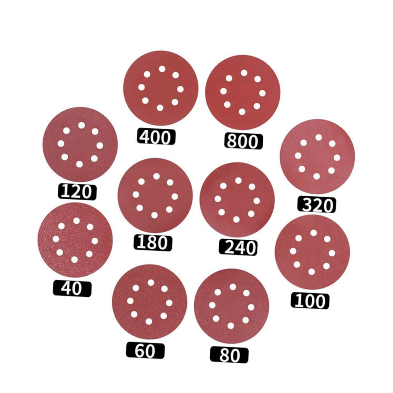 25pcs Sandpaper Discs Grit Hook and Loop Sanding Pads for Orbital Sander