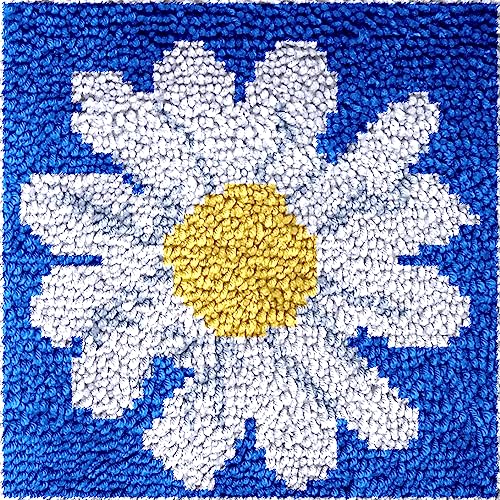 Image of Numptain Latch Hook Kits for Adults,DIY Rug Crafts Daisy Pattern Color Printed Canvas,Latch Hook Kits for Beginners Handmade Needlework Crafts Home Decoration,12 inchx12 inch