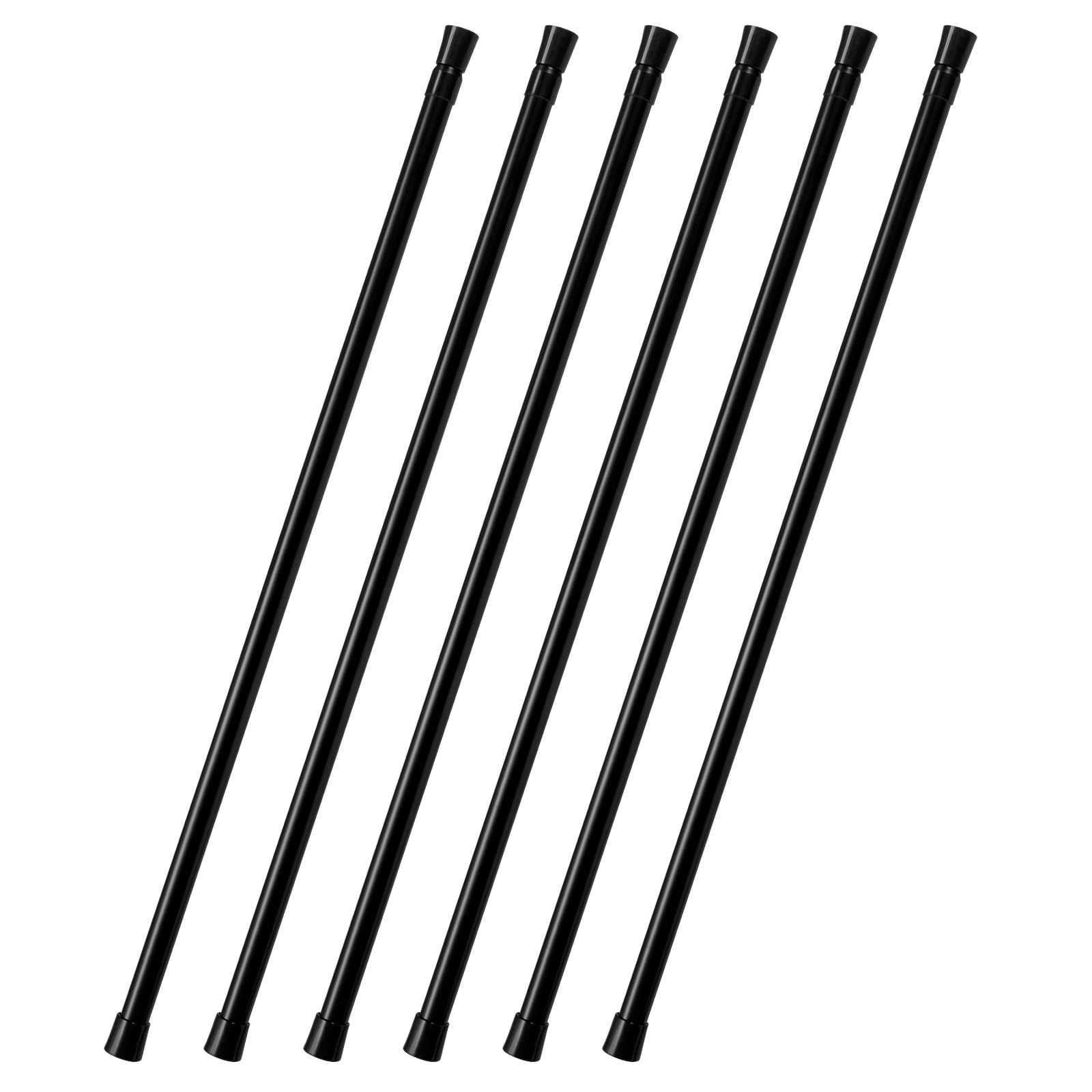 6PCS 55-90cm Curtain Poles Telescopic Tension Curtain Rail No Drill Adjustable Tension Rod Shower Rail Curtain Pole for Kitchen Cupboard Bathroom Window (6PCS Black, 90cm)