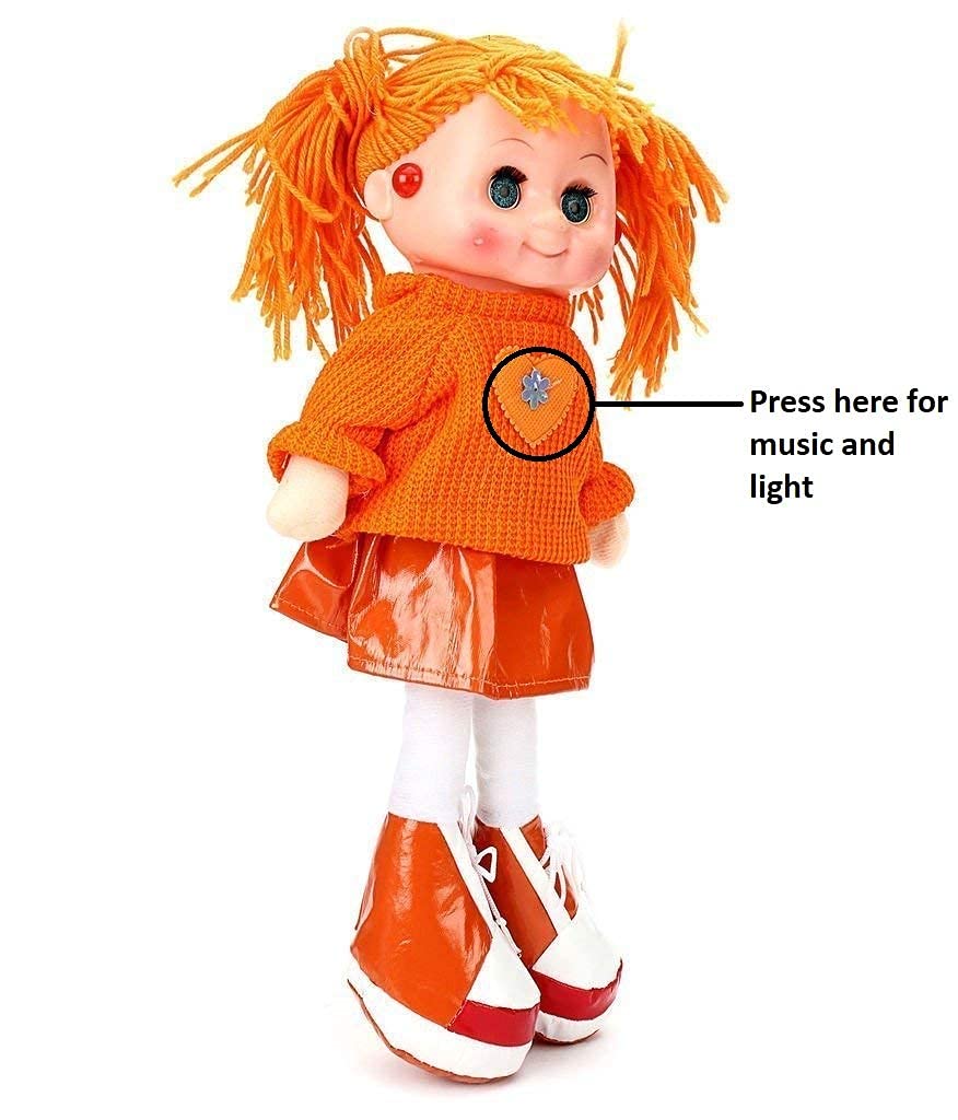 VGRASSP Beautiful Fluffy Smiling Wool Doll Toy for Girls with Lights and Music - Soft and Cute - 36 cms - Color As Per Stock - Image 3 thumbnail