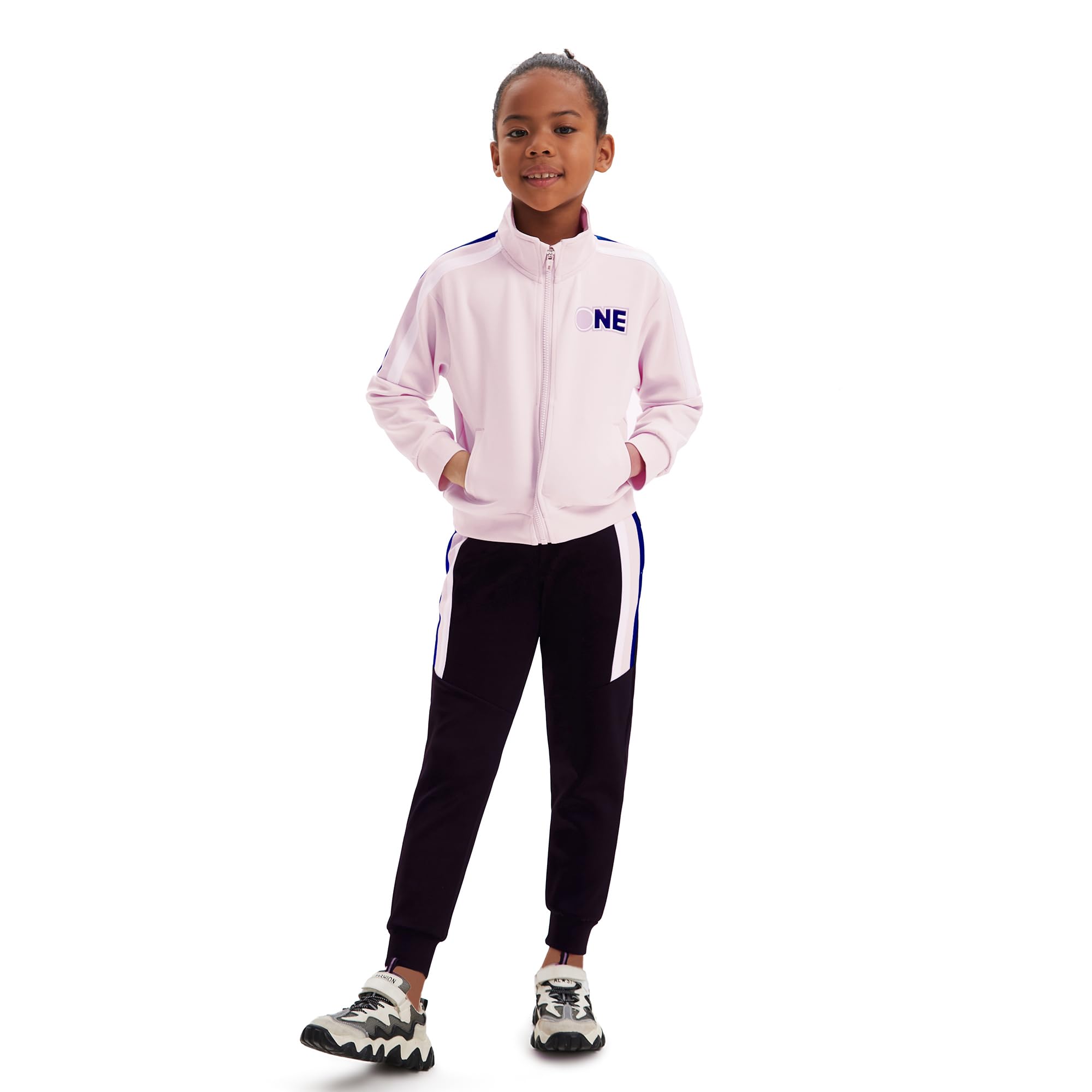 Filles Enfants Survêtement 2 Pièces Jogging Ensemble Veste Haut Sport Jogging Pantalon Tenue pour 4-15 Ans