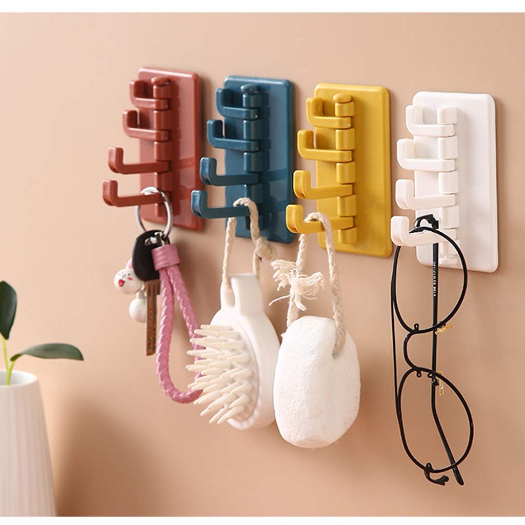 Genérico Toallero Gancho para Arriba 2 Paquetes de Ganchos giratorios Toallero Baño Montado en la Pared Estante de reinicio Sin Perforaciones Sin Rastro Ganchos Adhesivo Fuerte (Color: D) w