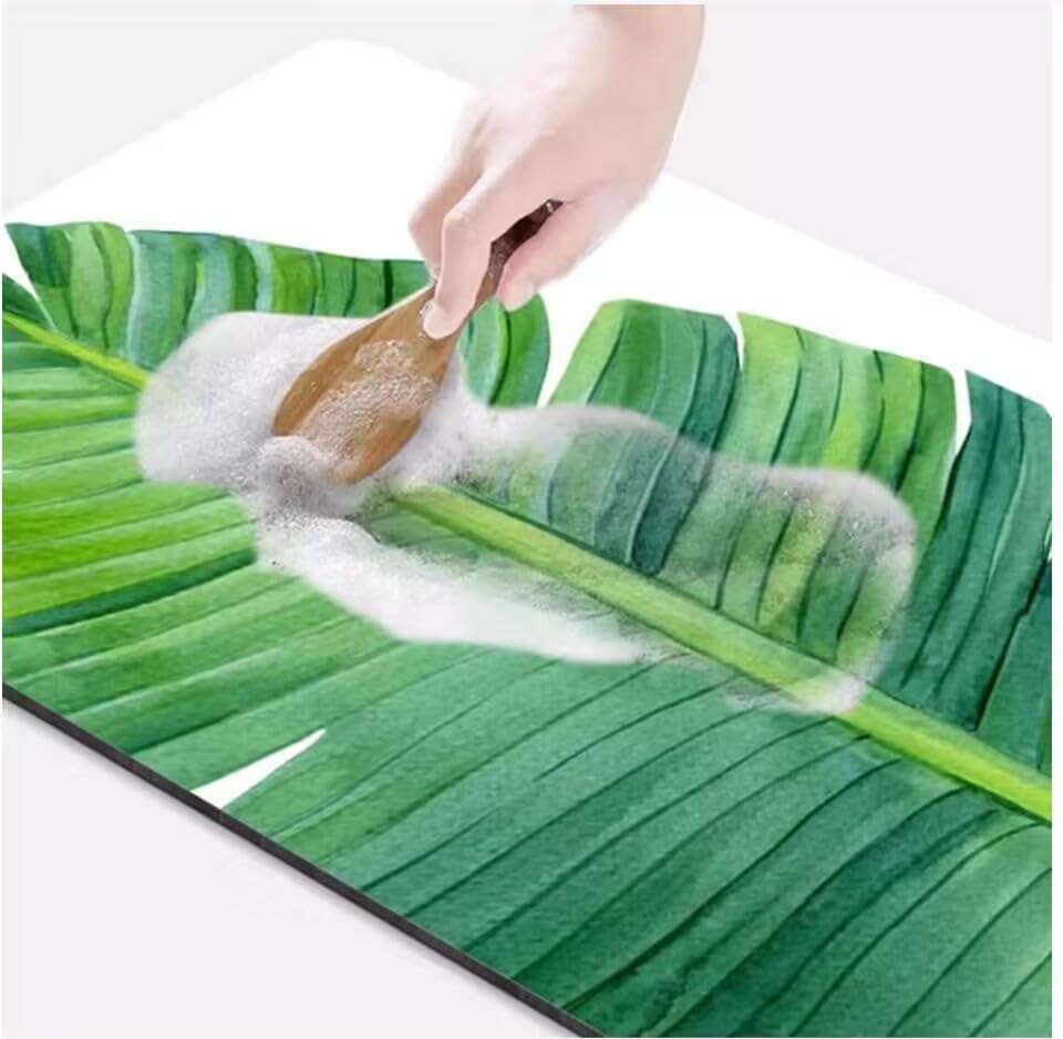 Tapetes De Baño Con Hojas Verdes, Lavables A Máquina, De