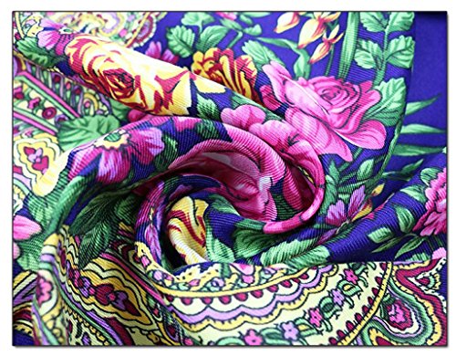 KINGREE Tassel Scarf, Large Square Shawl, Women's Traditional Retro Scarf Wrap Tassel Fringes, Floral Printing Shawl4