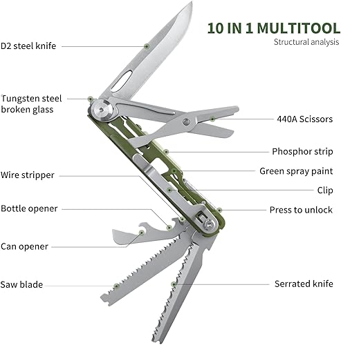 Miniatura 2 de Multiherramienta 10 en 1, bolsillo EDC, herramientas de bolsillo, tijeras plegables para el hogar, sierra de madera, entrega expresa,