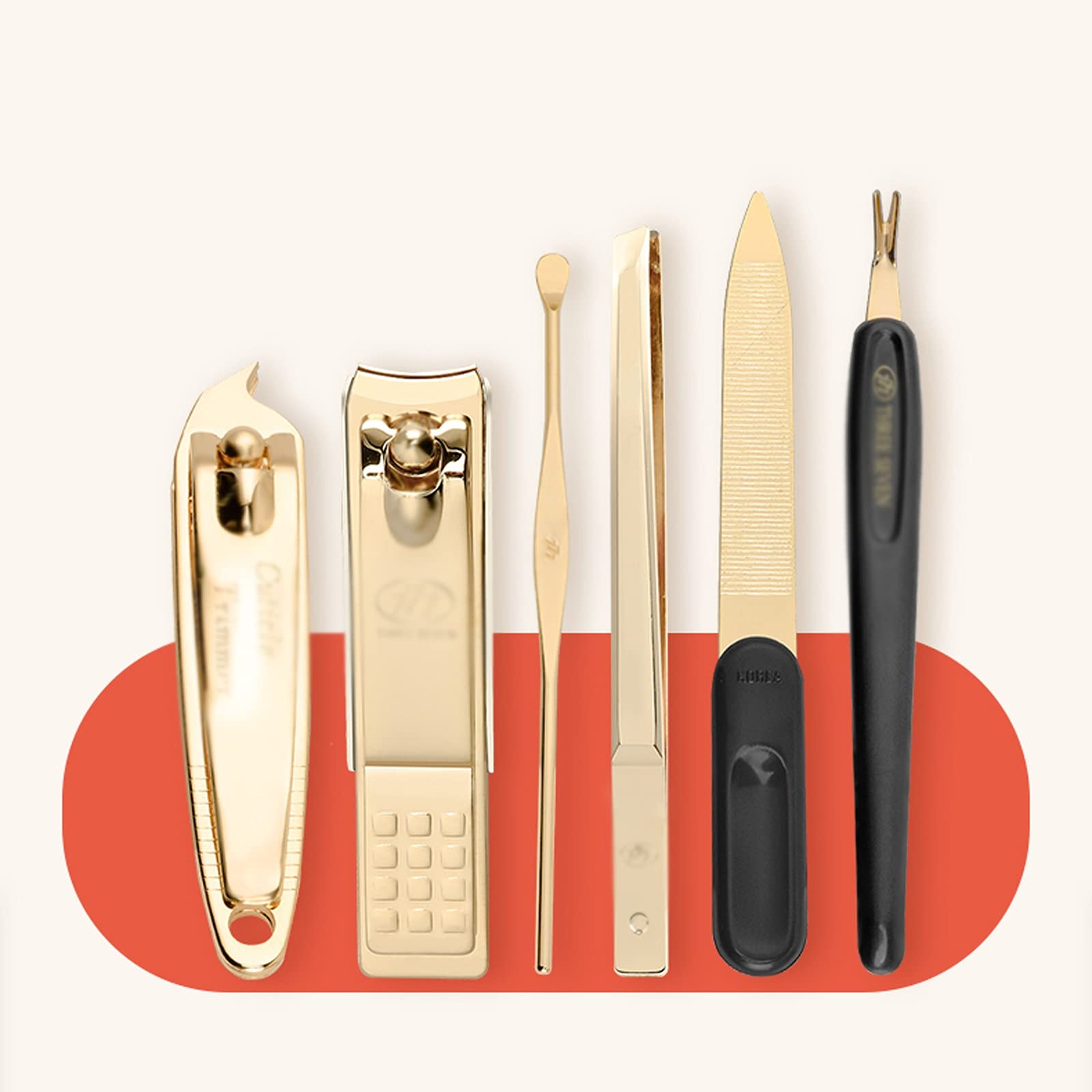 Juego de cortaúñas, Kit de pedicura y Cuidado Personal 6 en 1, Kit Profesional para uñas y manicura, Herramientas de pedicura con Estuche de Viaje portátil
