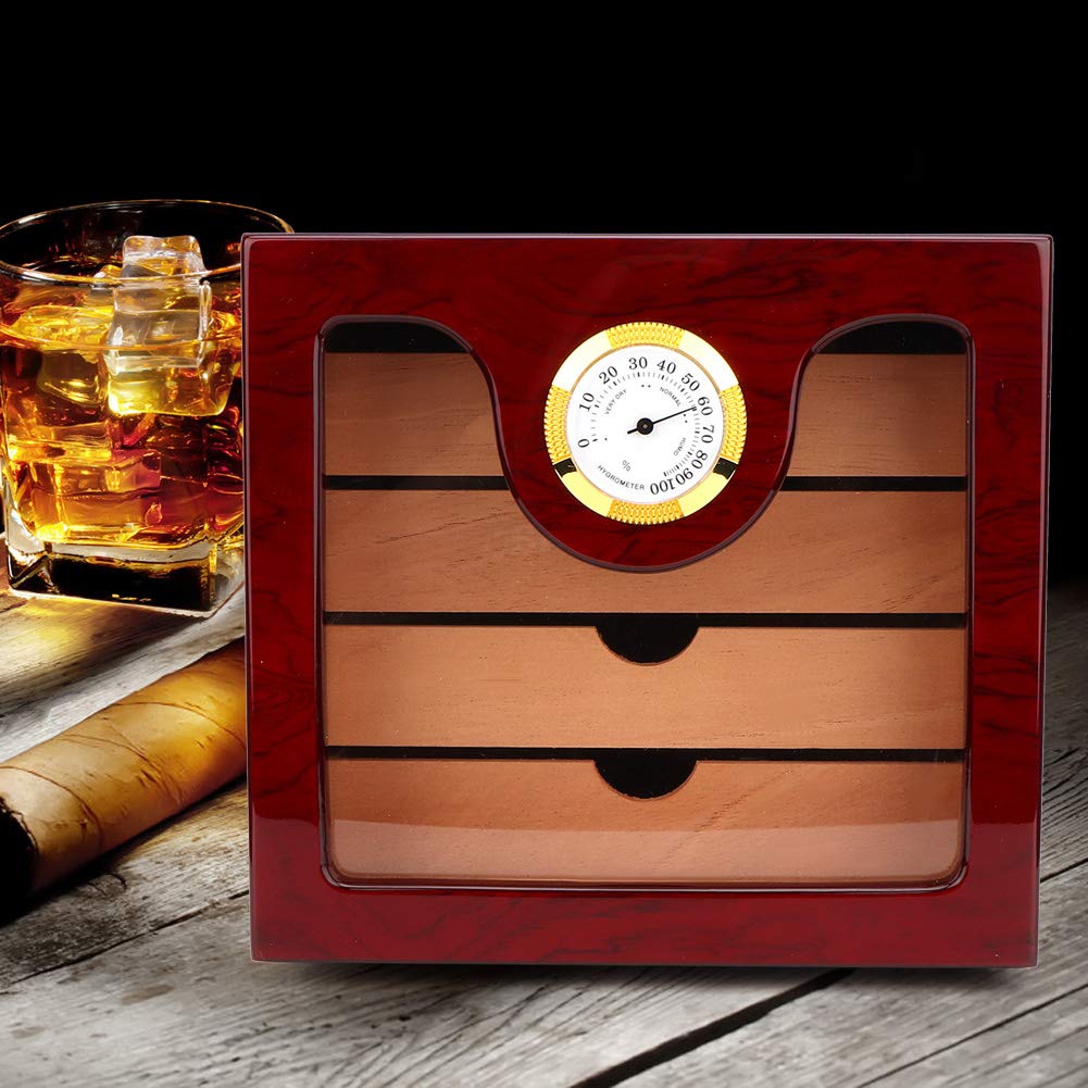 4 Drawer Cedar Wood Cigar Humidor Cabinet Box for 100 Cigars