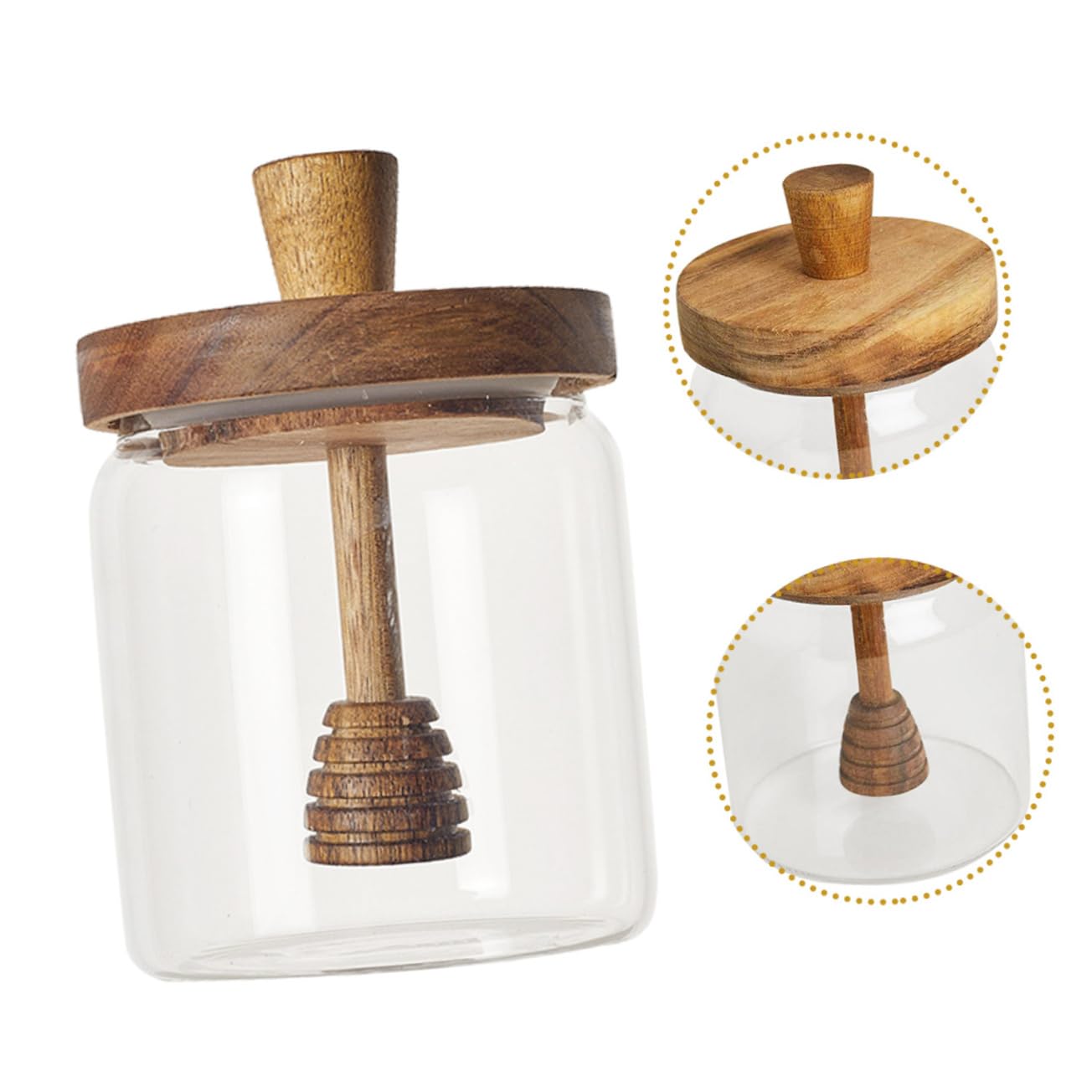 Honigbehälter aus Glas 500ml mit Holzdeckel und Schöpfkelle