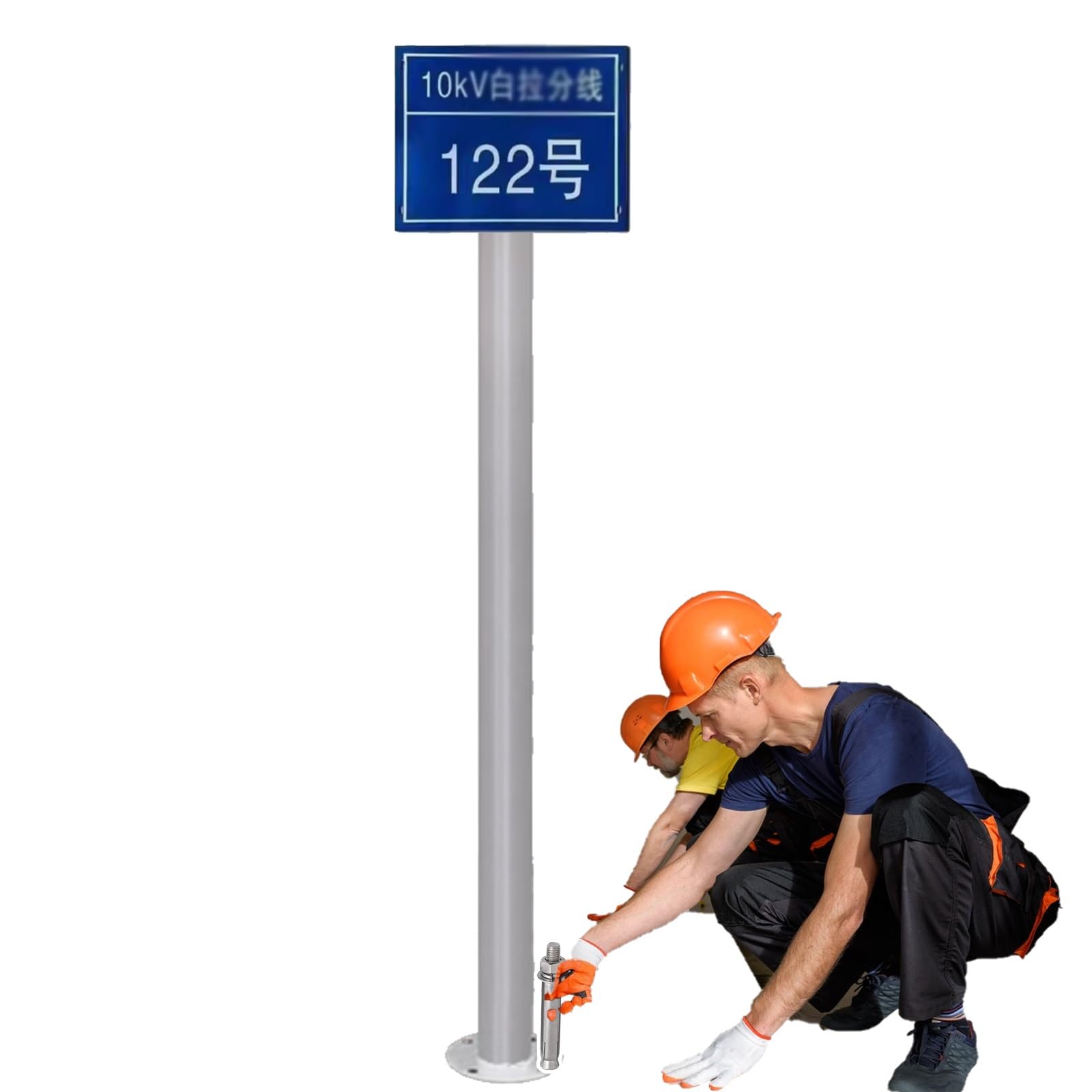 Poteaux de signalisation en acier galvanisé, 240/200/180/150/100 cm de haut pour signalisation routière, idéal pour cours, parcs et moniteurs (diamètre 2in / 5 cm, 100 cm / 39.4in) – Durable et