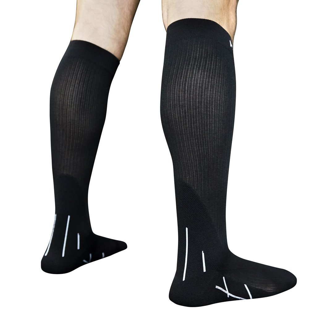 Meister Graduated 20-25mmHg Compression Running Socks for Shin Splints (Pair) - Black - Medium - Image 4