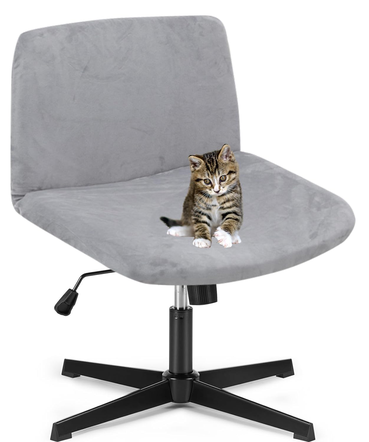 Deisy Dee Velvet Cross Legged Office Chair Covers - Upgrade Your Armless Wide Seat Computer Task Chair with Soft and Vibrant Velvet Stretch Covers -