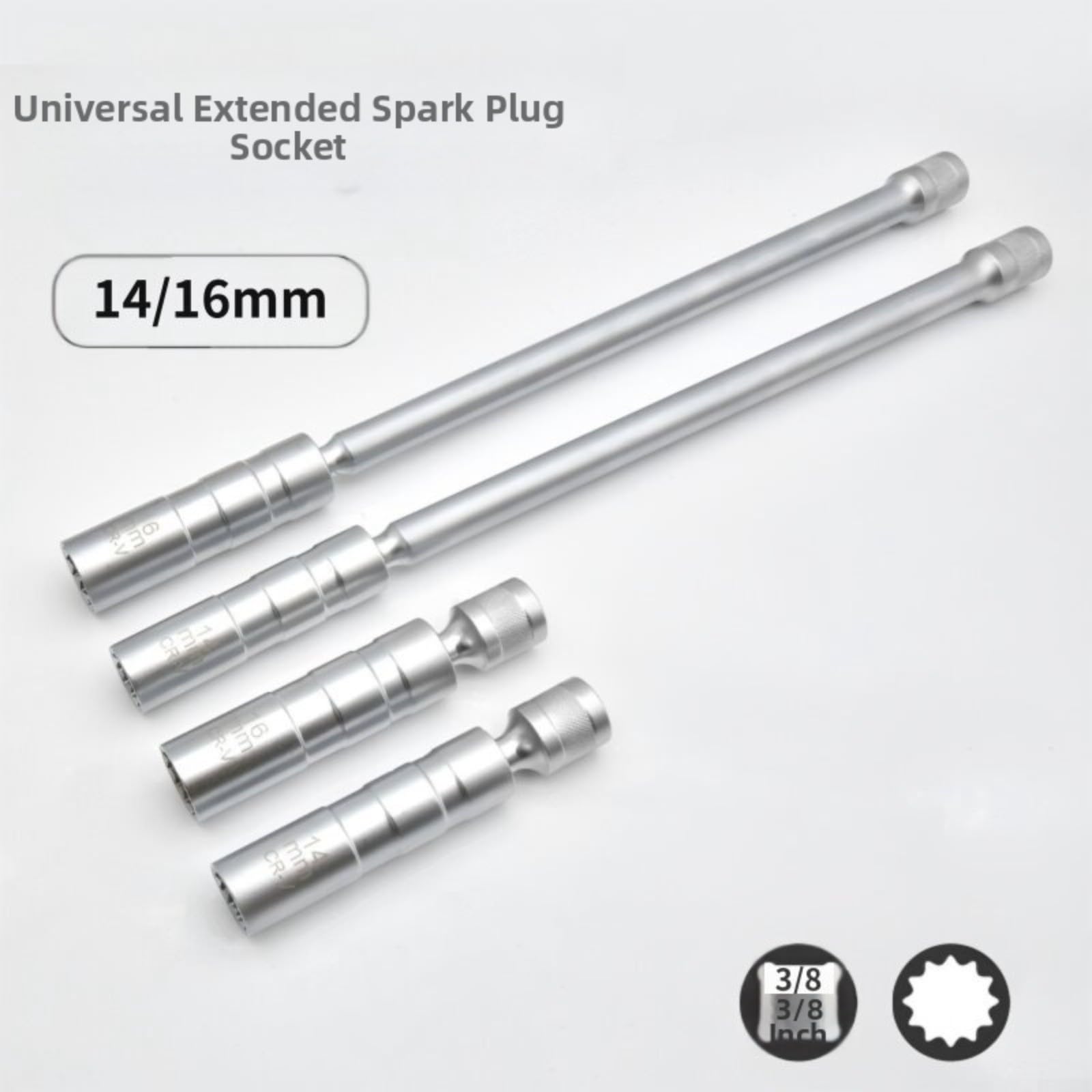 Steckschlüssel Satz für Zündkerzen, 6 Stück aus Chrom-Vanadium mit Magnetring und Drehgelenk für 14mm 16mm dünnwandig(A)