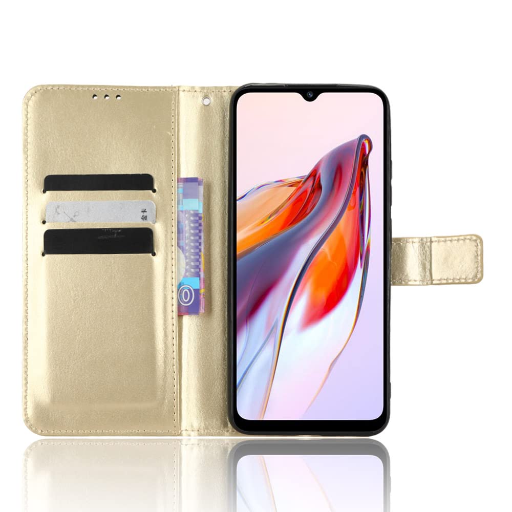 Custodia HAOYE A Portafoglio Con Chiusura Magnetica Per Xiaomi Redmi 12C / Redmi 11A, Funzione Supporto E Slot Carte - Marrone