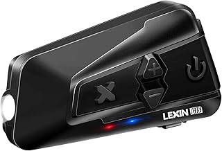 LEXIN 1pc G16 Motorcycle Bluetooth Headset with Headlamp/SOS Mode, Up to 16 Riders 2000m Helmet Commnunication System, Motorcycle Intercom with Music Sharing/Universal Pairing for Snowmobile/ATV