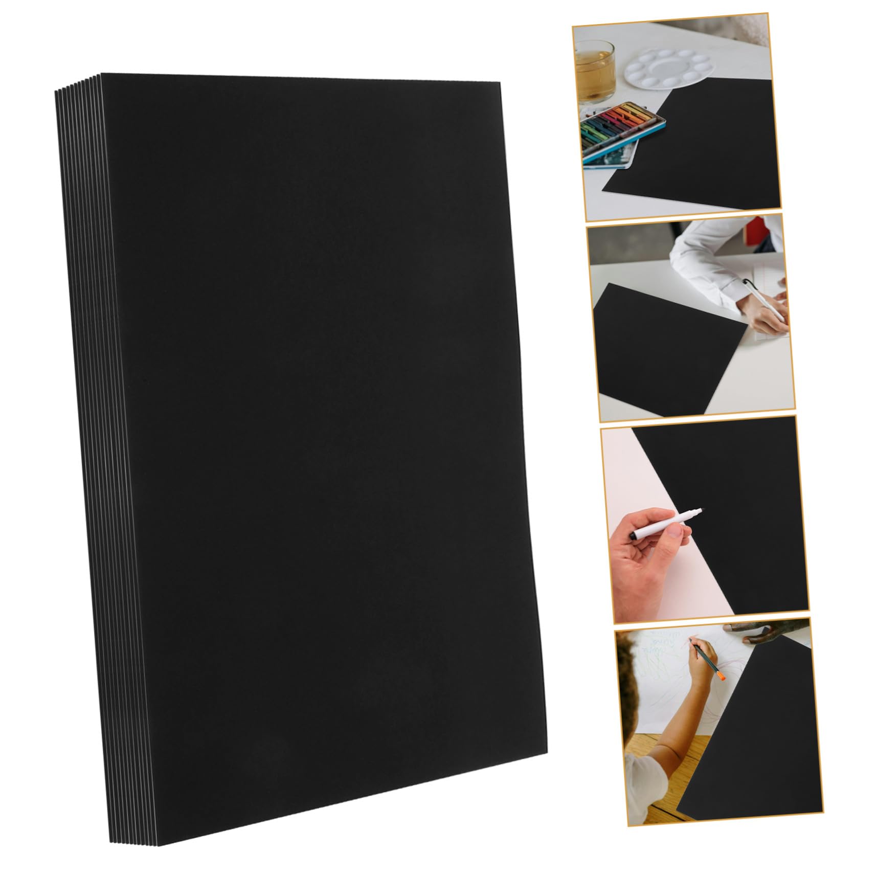 Veemoon 50 feuilles Papier Cartonné Noir DIY pour Création Manuelle Artisanat Dessin et Cartes pour Activités Familiales et Scolaires