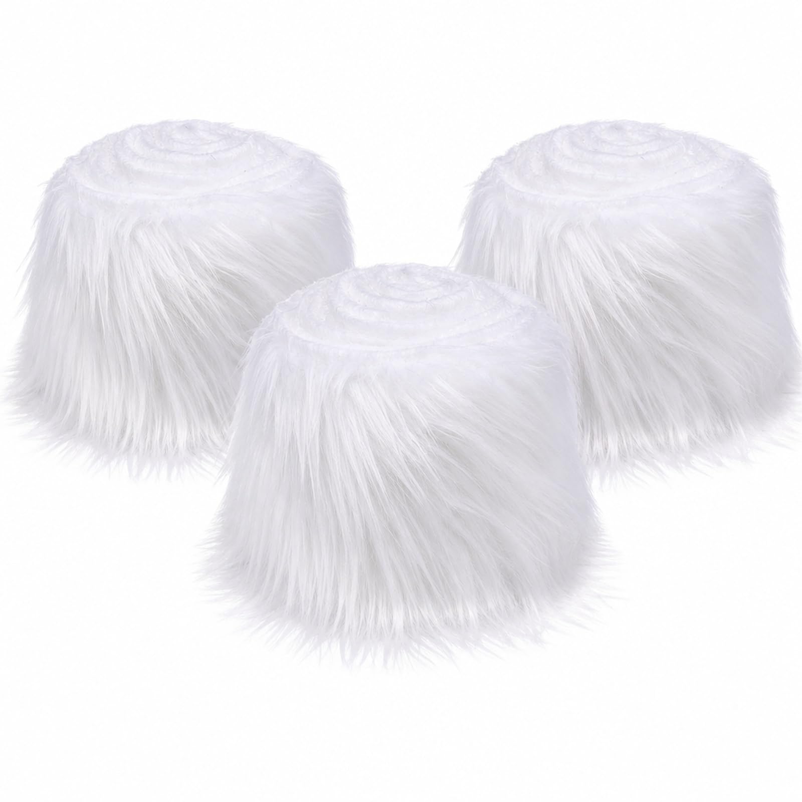 3 Rolls White Faux Fur, 9 x 150 cm Plush Trim for Crafts