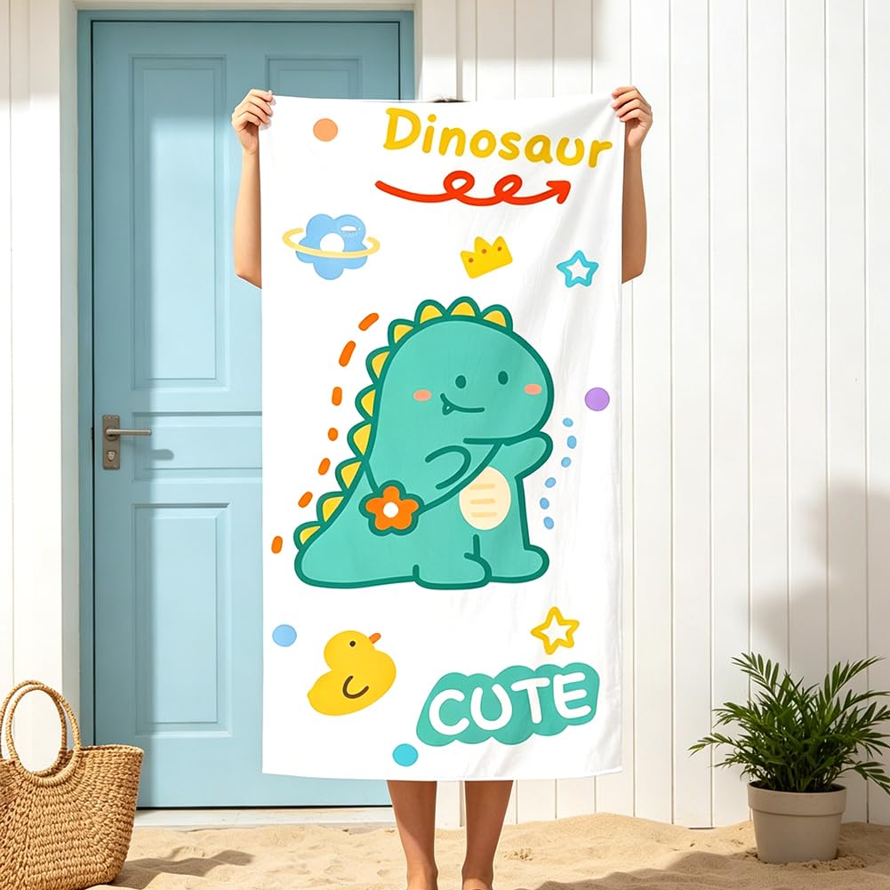 LKNBIF Microfiber Beach Towels, Dinosaur Dino Beach Towel, Soft Microfiber Bath Towel Quick Dry Cute beach towel for Towels Travel Swim Pool Camping(150cm*75cm)