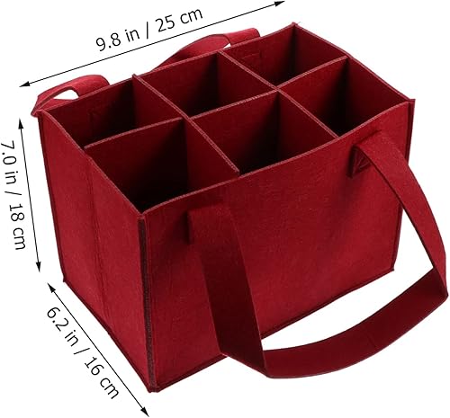 Miniatura 2 de Cabilock Portador de vino para 6 botellas con divisor, bolsa de almacenamiento de vino de fieltro portátil, plegable, caja de almacenamiento de vino