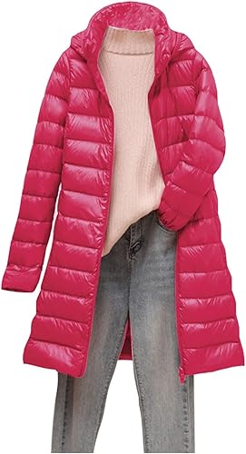 Miniatura 2 de Abrigo acolchado de talla grande para mujer, con capucha desmontable, cremallera, manga larga, cálida, acolchada, ligera, plegable, abrigo largo de